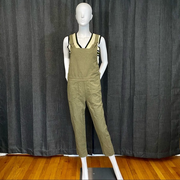 Shinestar Pants - Shinestar cotton/linen blend khaki overalls